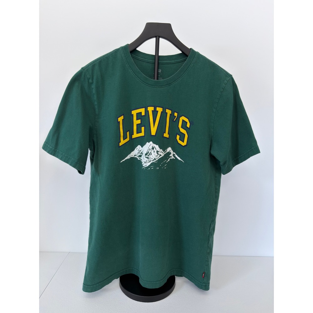 Levis Mens Relaxed Graphic T-Shirt Green Mountain Logo Crewneck Short Sleeve S